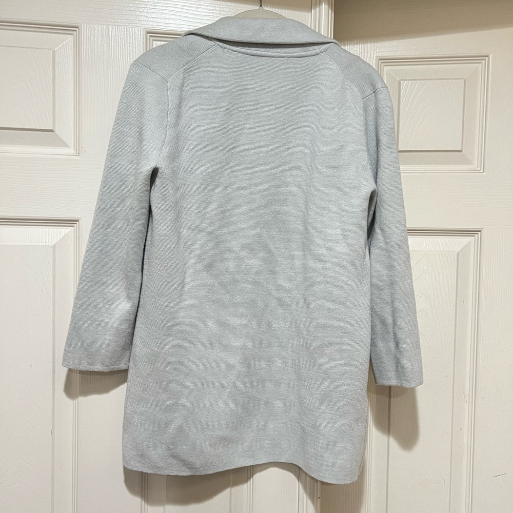 J Crew 365 Sophie Open Front Knit Blazer Sweater Size XXS Merino Wool Light Gray - Picture 5 of 9